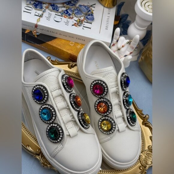 🆕 KURT GEIGER LONDON 🧿 NWOB Laney Octavia Sneaker, White Leather, Sz 36 US 6 - Picture 9 of 16